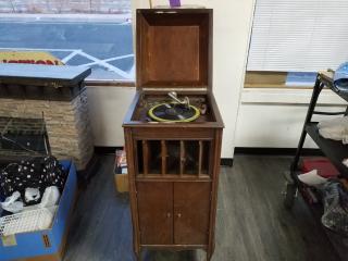 Vintage phonograph,  records,  plays, (bring help to load)