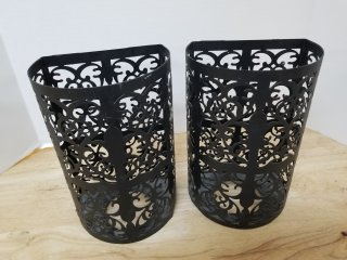 Pair Black Filigree Holders