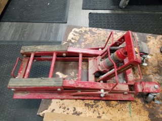 Red Hydraulic Motorcycle Lift