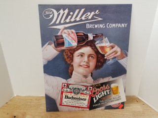 Metal Fred Miller Brewing Sign, 12 in