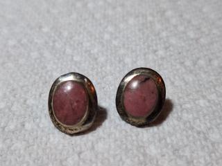 Marked  825 Pink Rhodoschrosite pierced earrings, 1/2 high