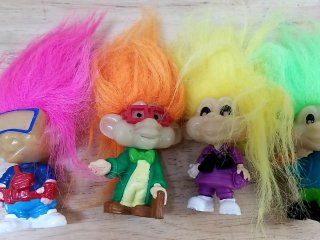 Set of 4 Colorful Troll Dolls