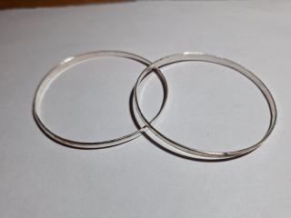 Sterling Silver bangle bracelets, 2.5 inch, marked 925