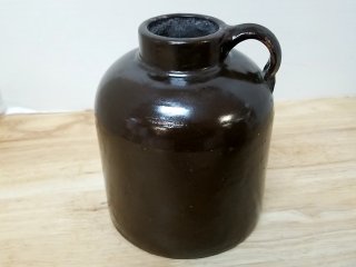 Vintage Brown Pottery Jug, good cond, 9 in