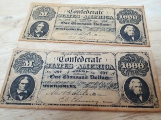 Pair of FAUX Promo Confederate $1000 Notes