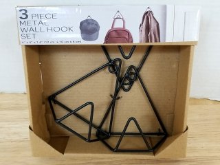 New 3 Piece Metal Wall Hook Set