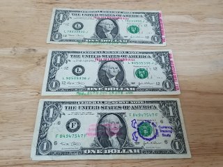 Lot of 3 Used $1 Bills