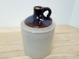 Vintage Stoneware Jug, 8 in, flea bite chips