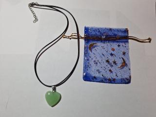 1 inch Heart Pendant on leather strap, gift bag, new