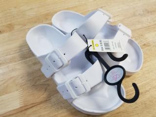 New White Buckle Sandals
