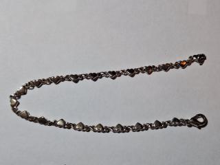 9 inch heart baraclet/ankle bracelet, silver plated 