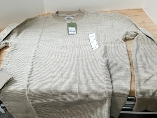 New Beige Ribbed Long-Sleeve Shirt men medium 