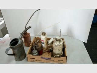 Vintage Oil Cans Lot and jacks