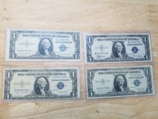 4 Silver Certificates,  1935 G, C