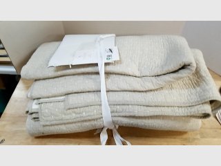 New Beige Quilted Blanket Set