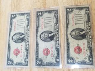 1928 G, 1928 D $2 Red Seal Notes 