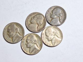 5 Wartime nickels, 35% silver