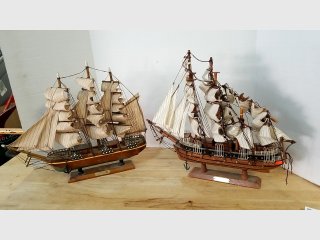 Pair of Model Sailing Ships, each approx 20 by 18 inch