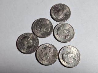 6 Susan B Anthony dollars, 6 total