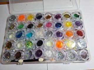  Large set of colorful nail art glitter, sequins and flakes