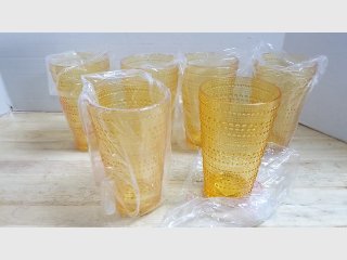 6 new hard plastic drinking glasses,  16 oz