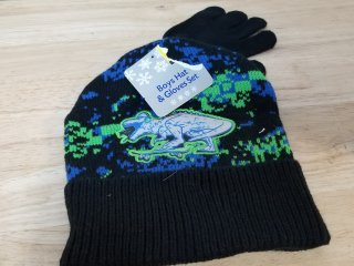 New Boys Dinosaur Hat & Gloves Set