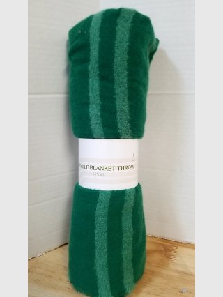New Green Striped Fleece Blanket