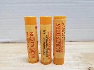 3 new burts bees lip balm 