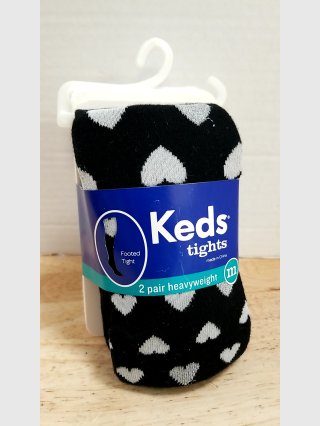 New Keds Heart Pattern Footed Tights