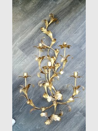 Gold Floral Wall Sconce Candle Holder