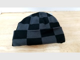 Black Gray Checkered Beanie