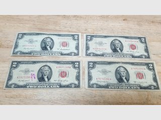 4 - 1953 $2 Red Seal notes