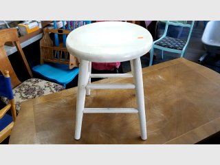White Wooden Stool, 18 in