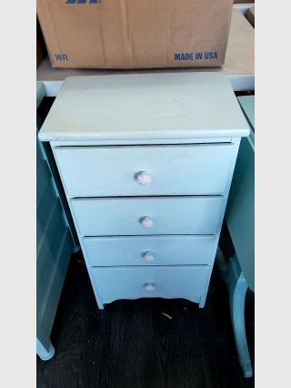 Light Blue Four-Drawer Nightstand, 11x16x30 in