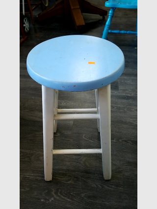 Blue Round Stool, 25 in