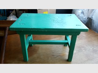Green Wooden Stool, 18 in