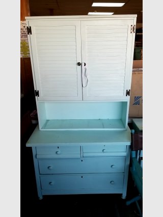 Vintage Blue Hutch Cabinet, 2 pc, bring help to load 