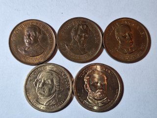 3 Presidential medallions with two $1 Presidential coins