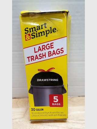 Smart & Simple 30 Gal Drawstring Trash Bags 5pk