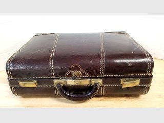 Vintage Brown Leather Suitcase