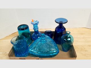 Lot of Blue Depression Glass