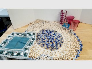 Vintage crocheted doilies and linens some damage 