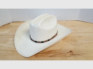 White Cowboy Hat with Braided Band size 7