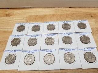 15 Susan B Anthony dollar coins,  misc dates and mint marks
