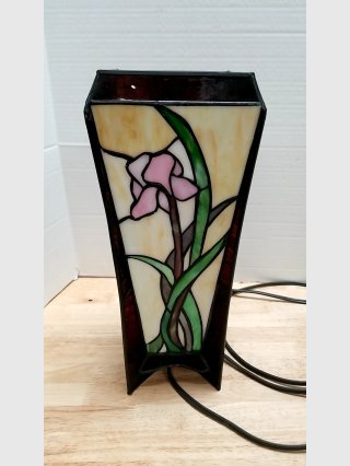 Stained Glass Orchid Lamp, hard plastic,  15 in