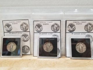 3 Standing Liberty Silver Quarters 1925, 1926, 1928