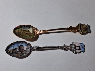Two Collector Spoons with Enamel Accents, 5 inch