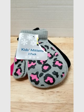 Kids Leopard Print Mittens 3-Pack
