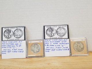 Walking Liberty silver half dollars, both 1916-D