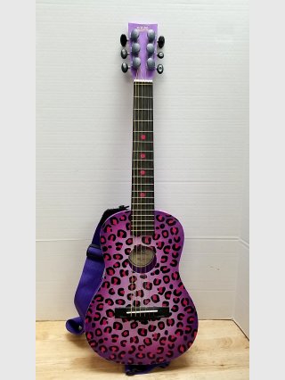Purple Leopard Print Kids Guitar, good cond 